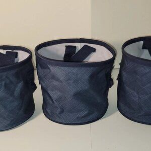 Set of 3 Thirty-One Small Round Oh-Snap Bin Navy Blue